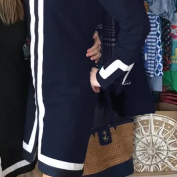 Coastal Womens Boutique Palm Beach Linen Sailor Nautical Navy Blue Dress - Picture 5 of 5